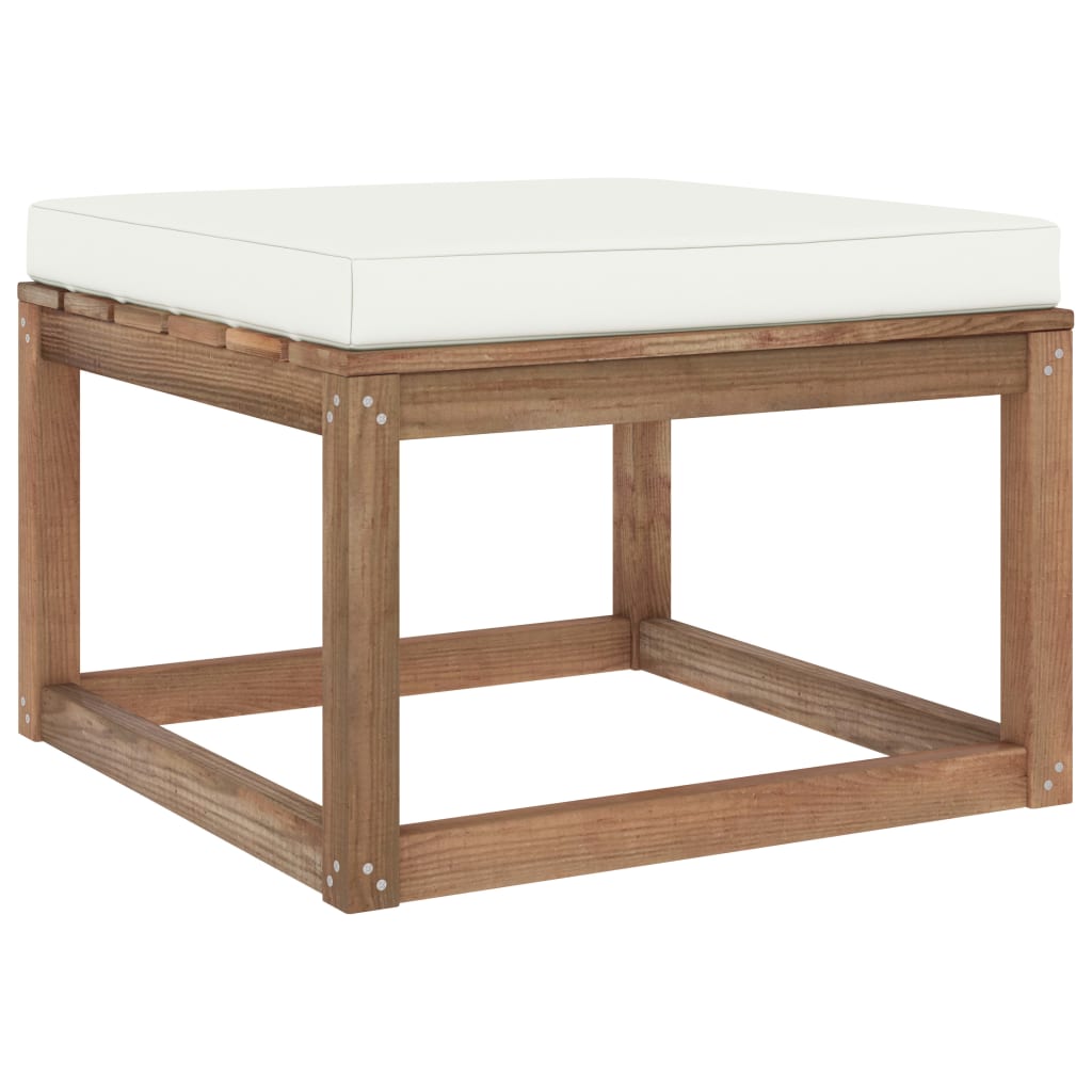 Gartenhocker mit Kissen Creme