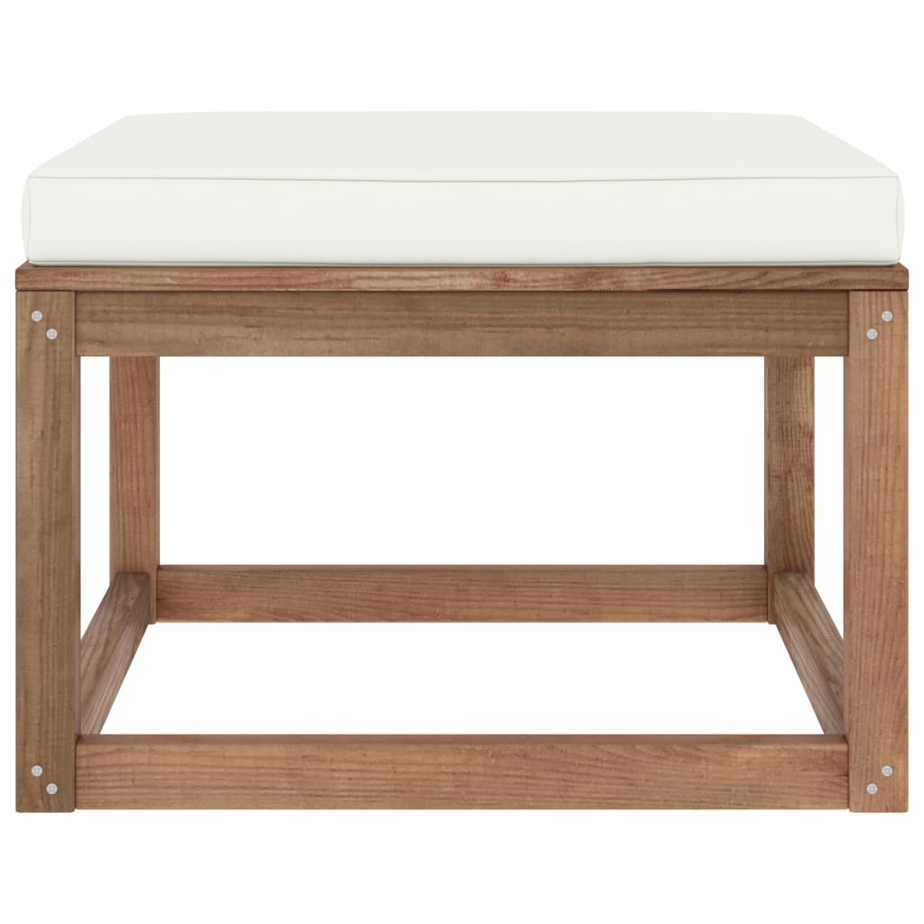 Gartenhocker mit Kissen Creme