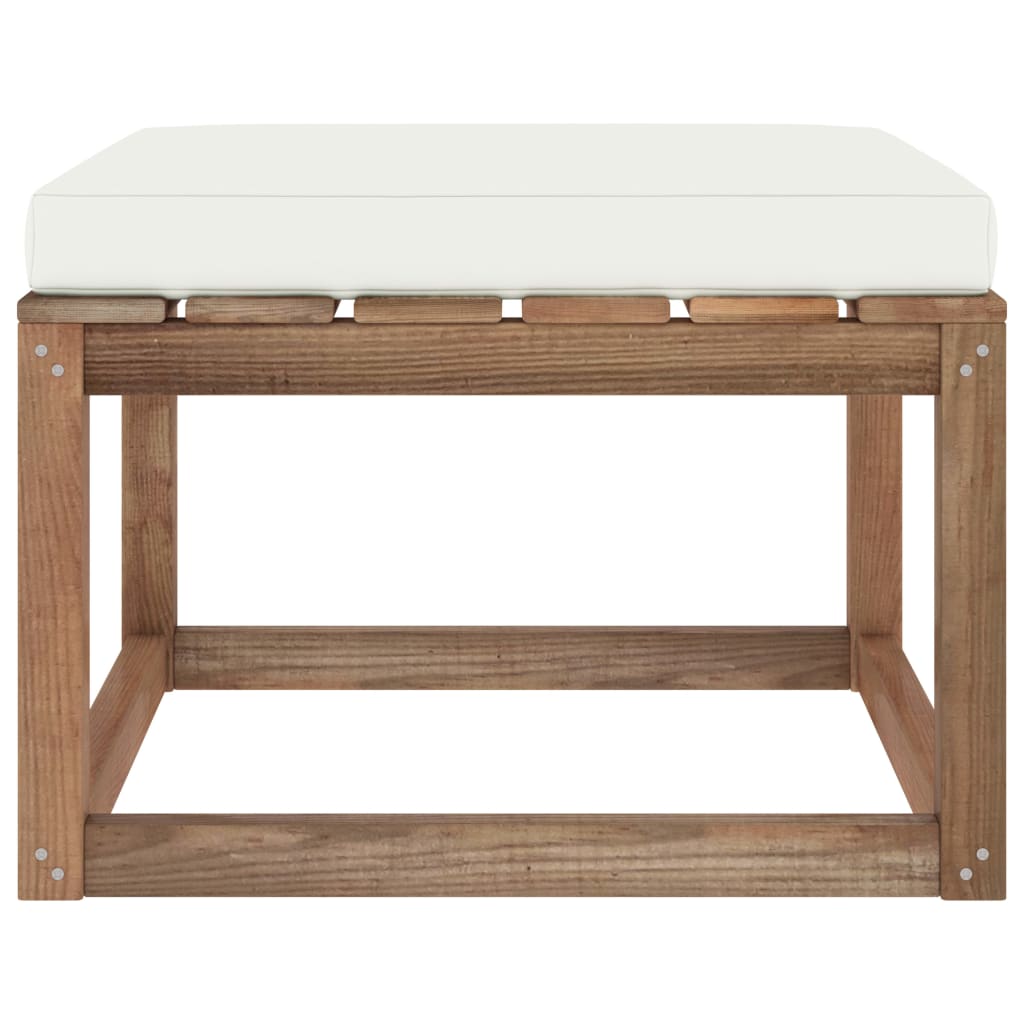 Gartenhocker mit Kissen Creme