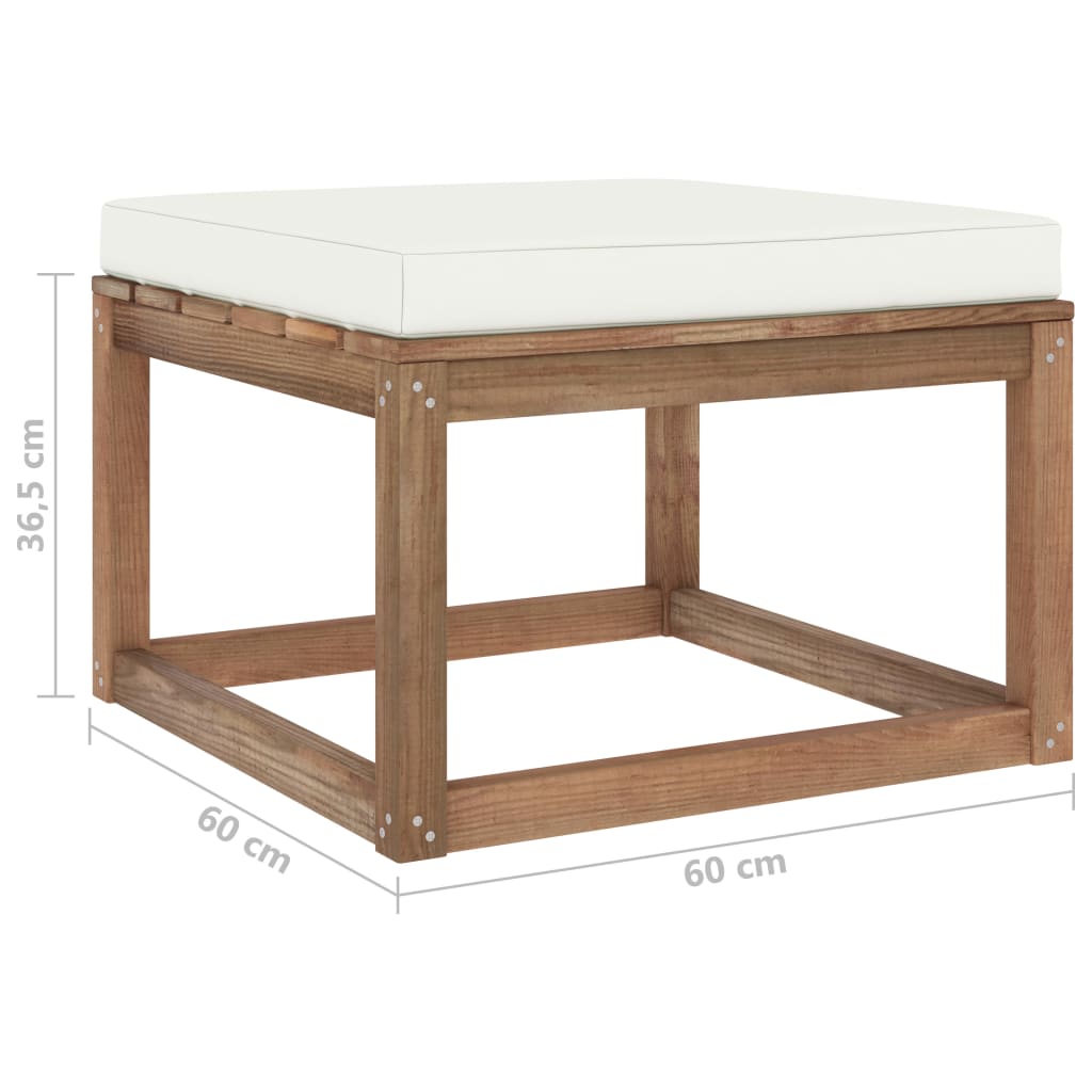 Gartenhocker mit Kissen Creme