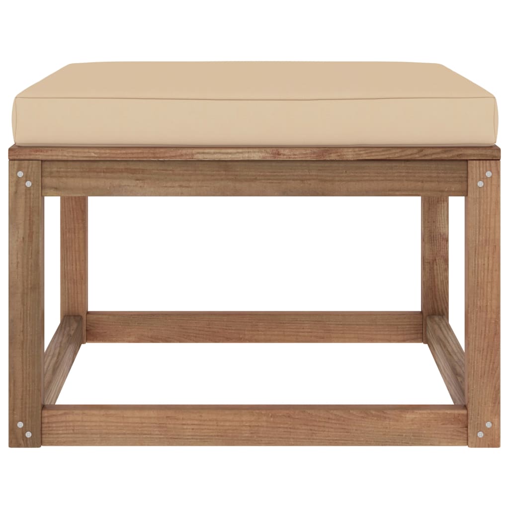Gartenhocker mit Kissen Beige