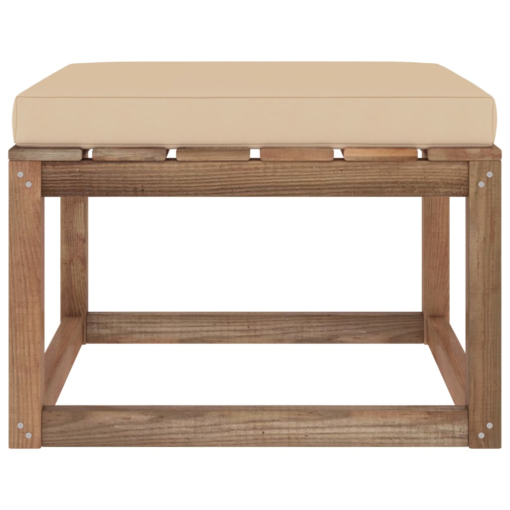 Gartenhocker mit Kissen Beige