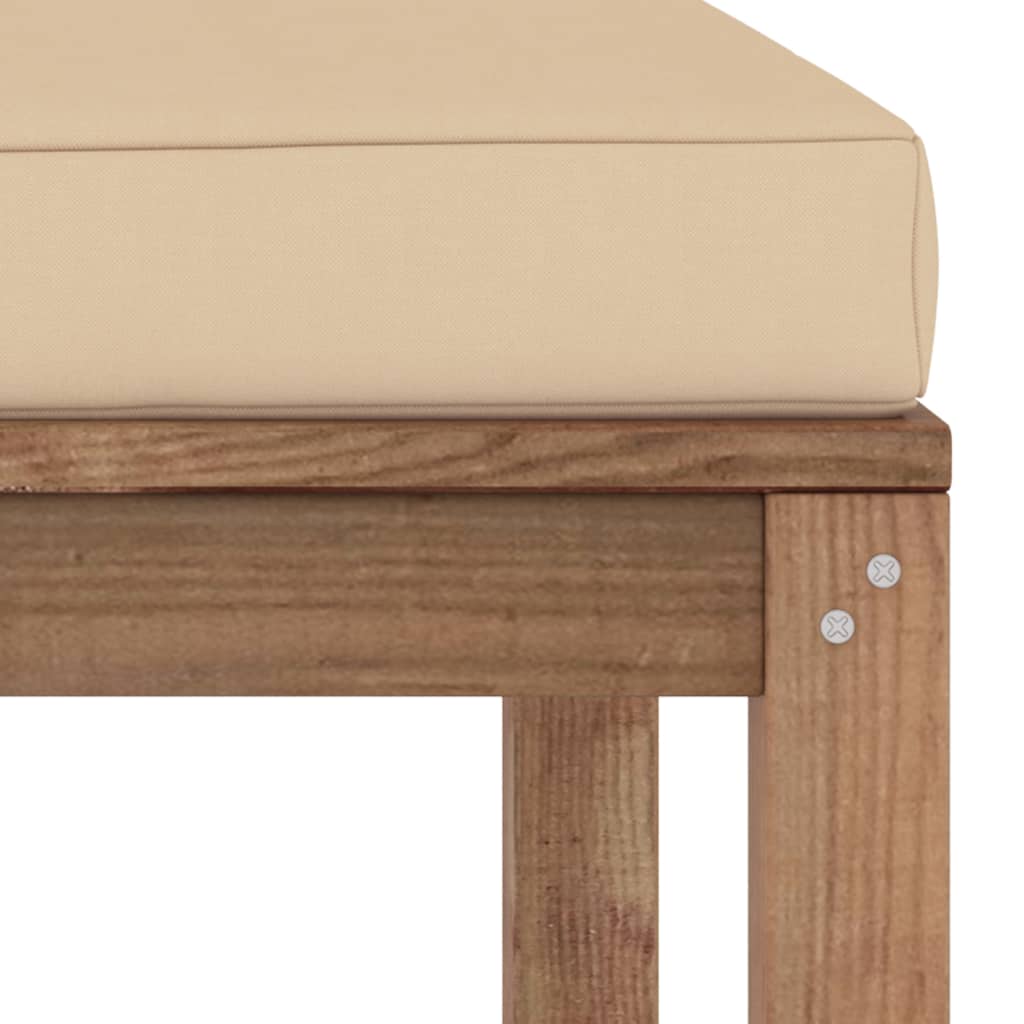 Gartenhocker mit Kissen Beige