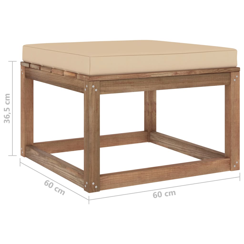 Gartenhocker mit Kissen Beige