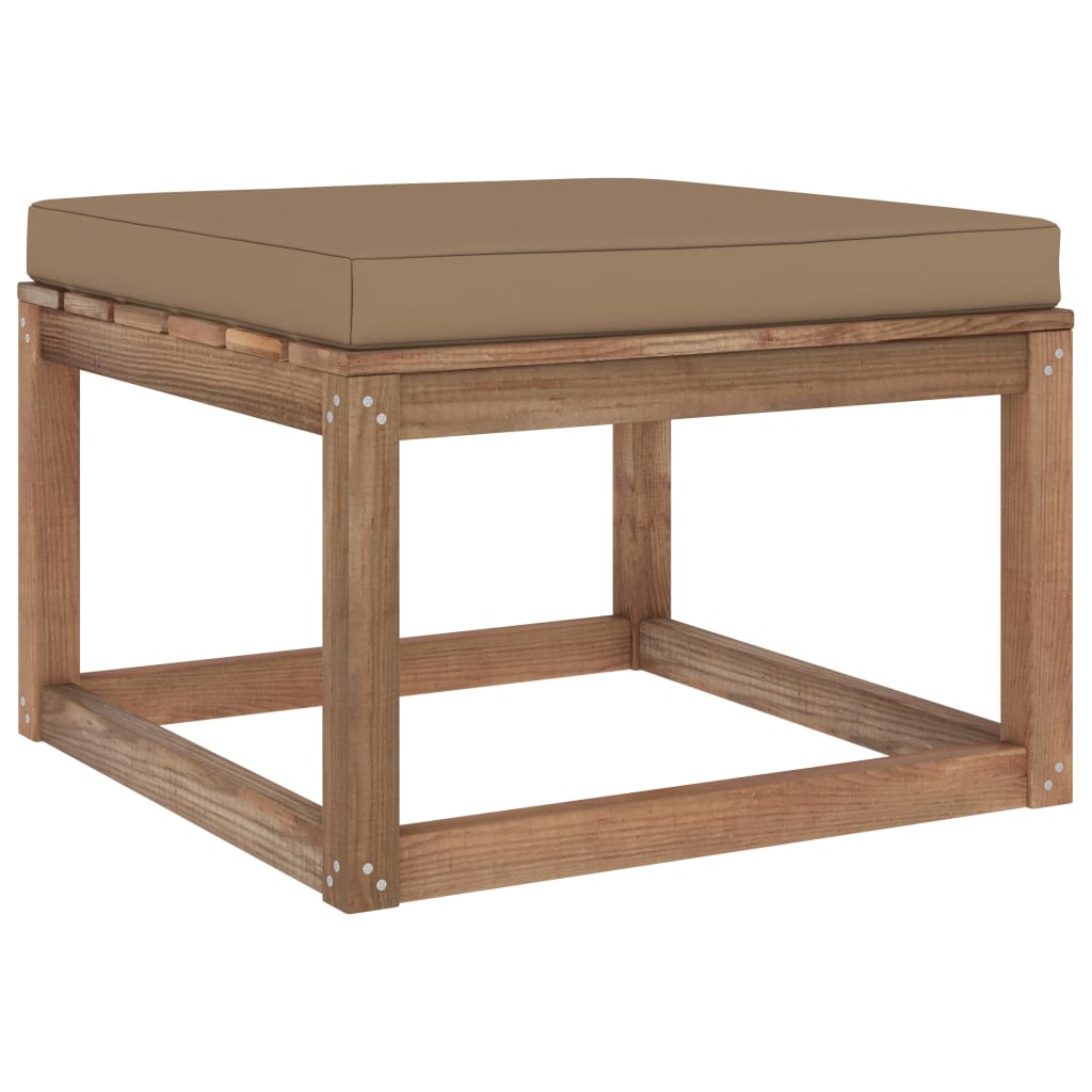 Gartenhocker mit Kissen Taupe