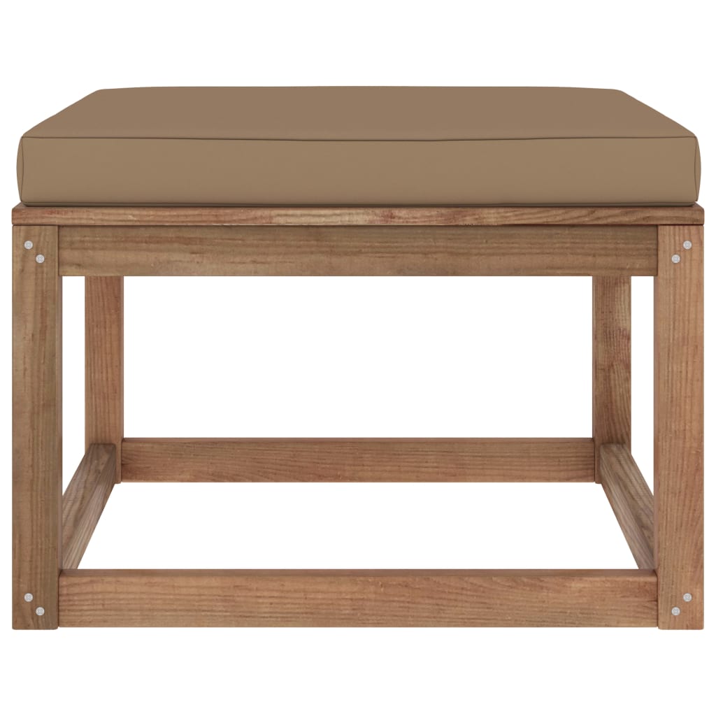 Gartenhocker mit Kissen Taupe