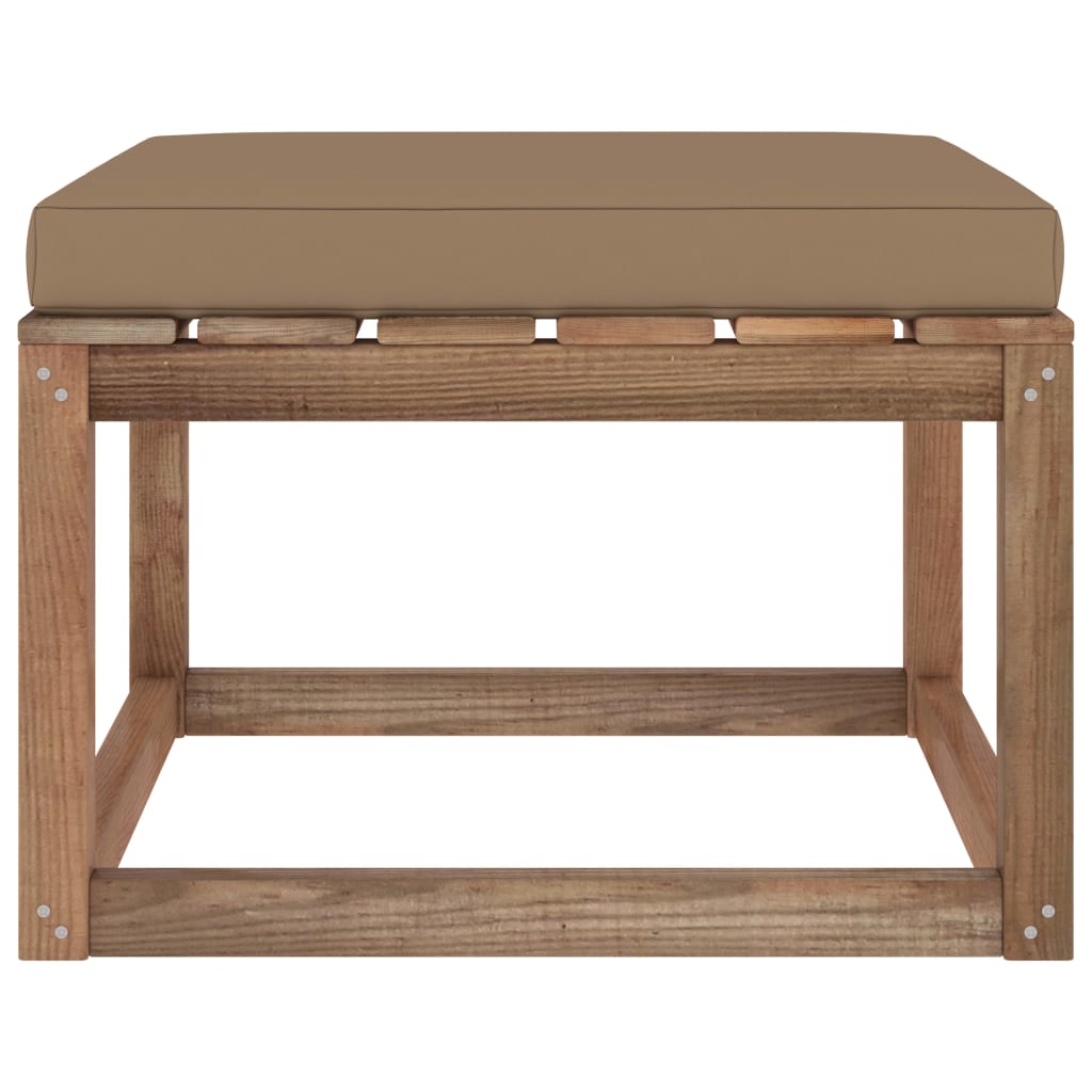 Gartenhocker mit Kissen Taupe