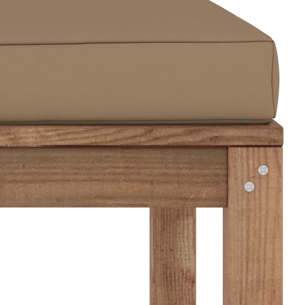 Gartenhocker mit Kissen Taupe