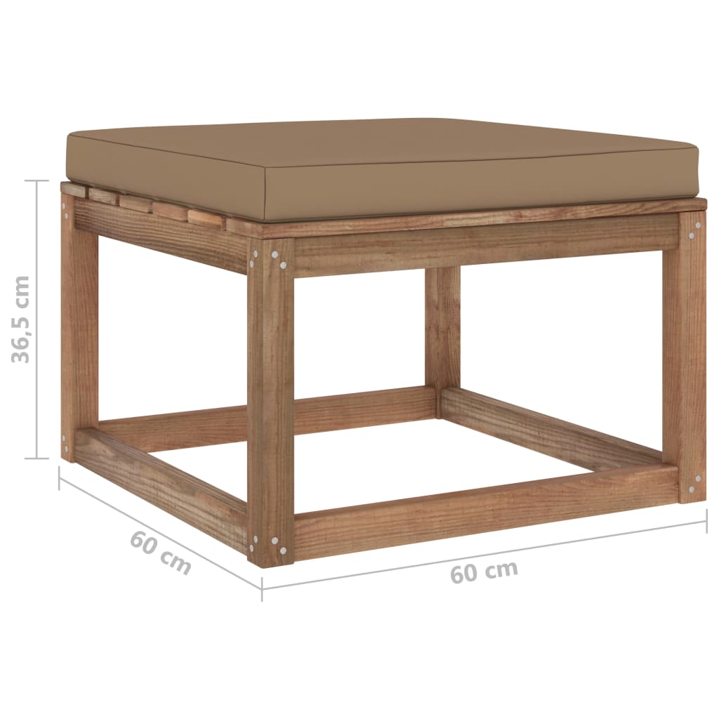 Gartenhocker mit Kissen Taupe