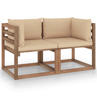 Thumbnail for Garten-Palettensofa 2-Sitzer mit Kissen Beige Kiefernholz