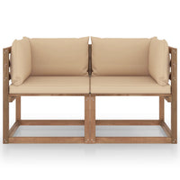 Thumbnail for Garten-Palettensofa 2-Sitzer mit Kissen Beige Kiefernholz