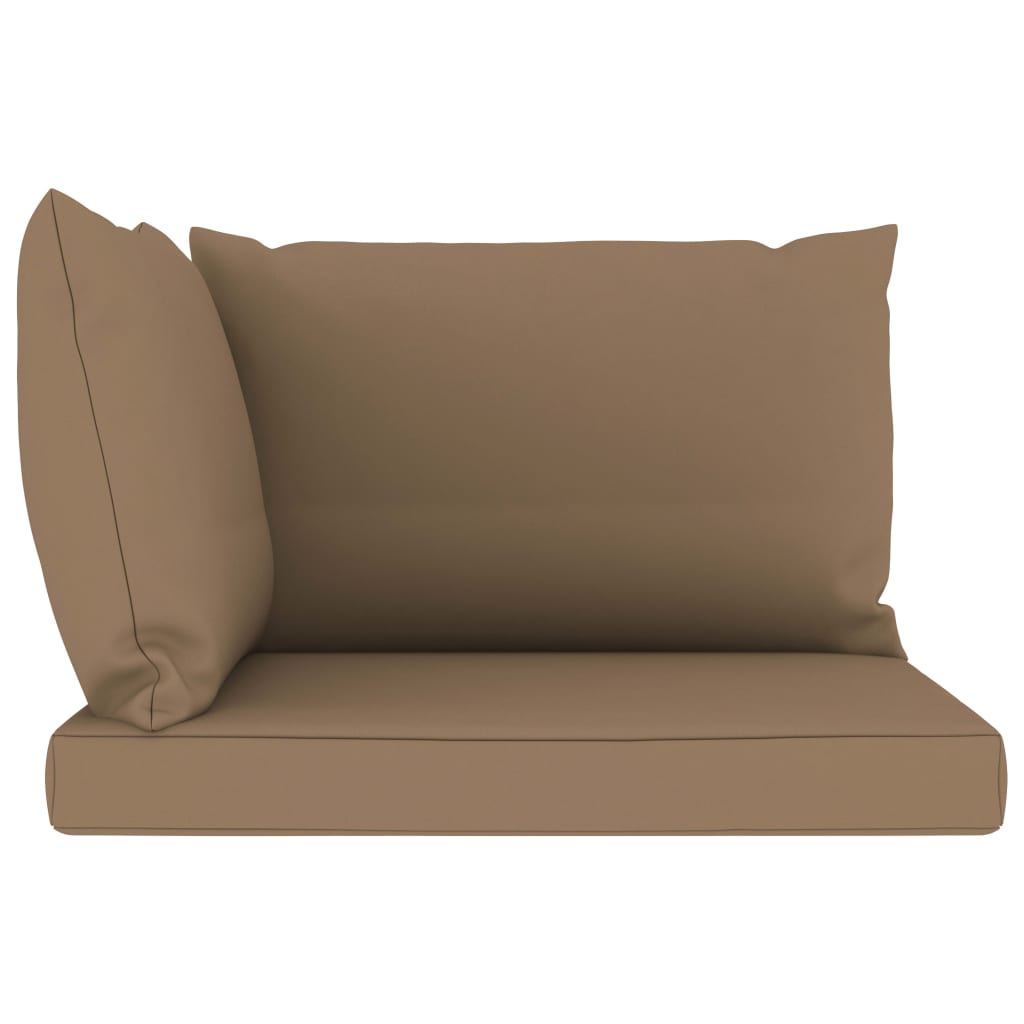 Garten-Palettensofa 2-Sitzer mit Kissen Taupe Kiefernholz