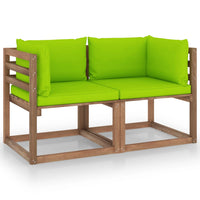 Thumbnail for Garten-Palettensofa 2-Sitzer mit Kissen Hellgrün Kiefernholz