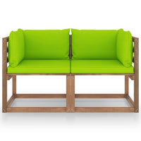 Thumbnail for Garten-Palettensofa 2-Sitzer mit Kissen Hellgrün Kiefernholz