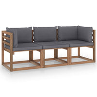 Thumbnail for Garten-Palettensofa 3-Sitzer mit Kissen Anthrazit Kiefernholz