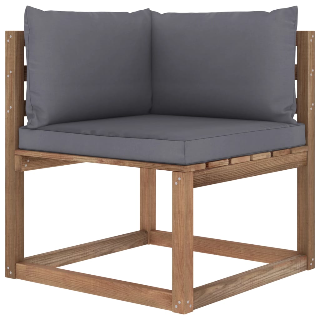 Garten-Palettensofa 4-Sitzer mit Kissen Kiefernholz Imprägniert