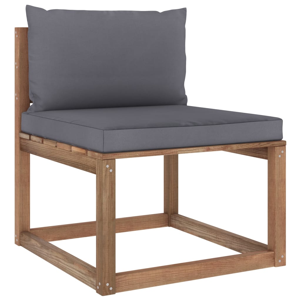 Garten-Palettensofa 4-Sitzer mit Kissen Kiefernholz Imprägniert