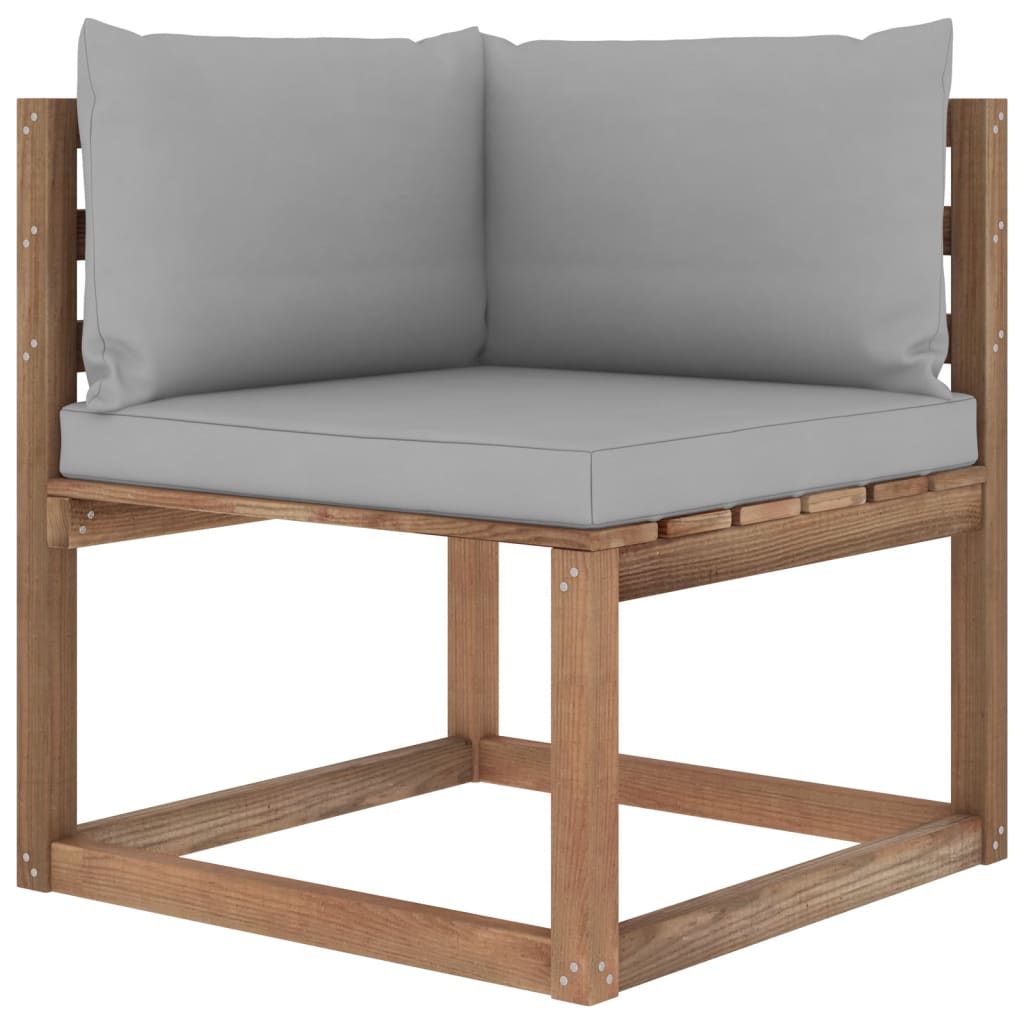 Garten-Palettensofa 4-Sitzer mit Kissen Kiefernholz Imprägniert