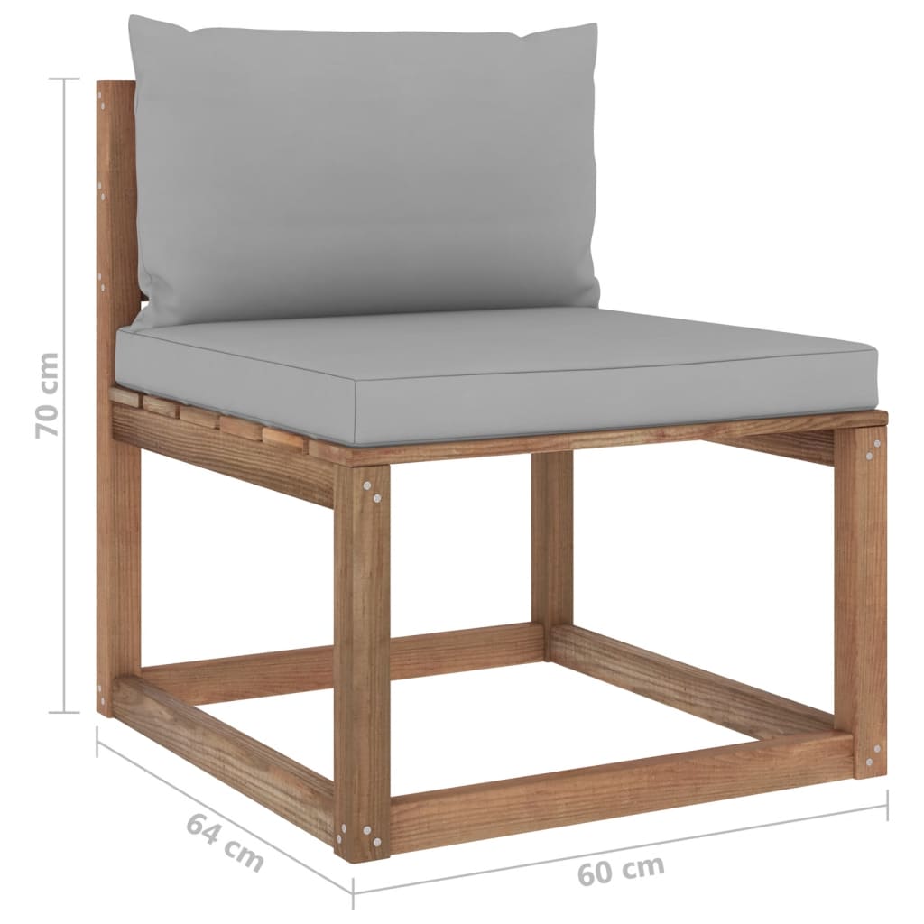 Garten-Palettensofa 4-Sitzer mit Kissen Kiefernholz Imprägniert