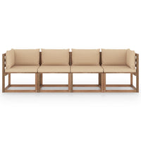 Thumbnail for Garten-Palettensofa 4-Sitzer mit Kissen Kiefernholz Imprägniert