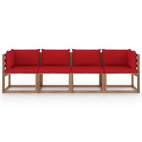 Thumbnail for Garten-Palettensofa 4-Sitzer mit Kissen Kiefernholz Imprägniert