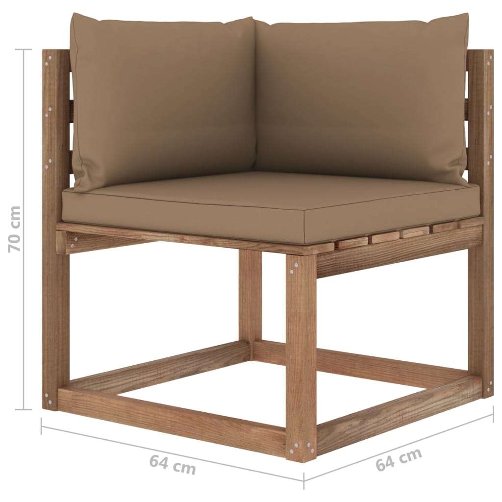 Garten-Palettensofa 4-Sitzer mit Kissen Kiefernholz Imprägniert