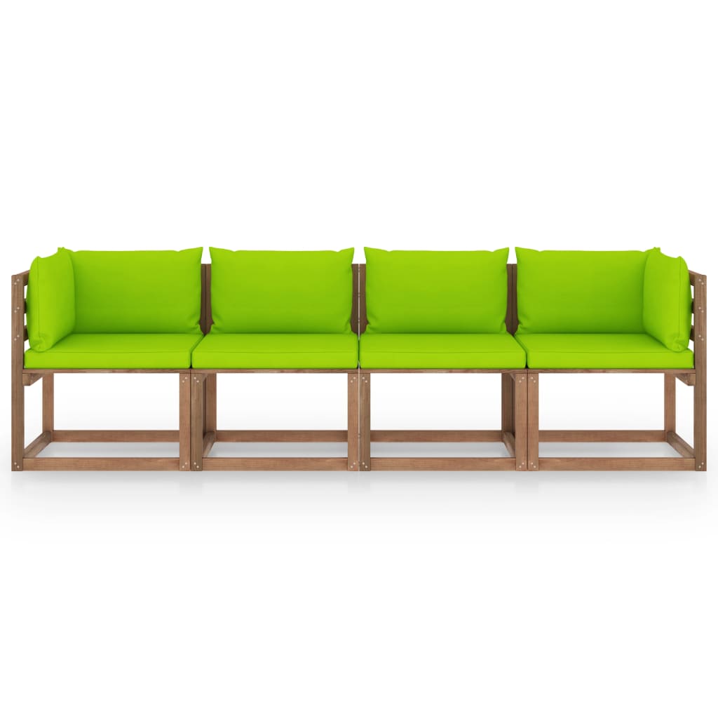 Garten-Palettensofa 4-Sitzer mit Kissen Kiefernholz Imprägniert