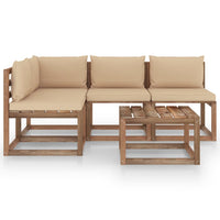 Thumbnail for 5-tlg. Garten-Lounge-Set mit Beige Kissen