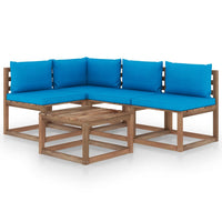 Thumbnail for 5-tlg. Garten-Lounge-Set mit Hellblauen Kissen