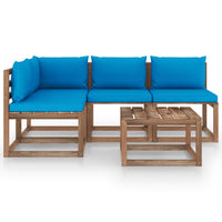 Thumbnail for 5-tlg. Garten-Lounge-Set mit Hellblauen Kissen