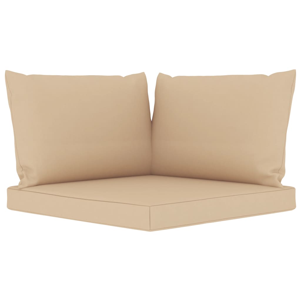6-tlg. Garten-Lounge-Set Kissen Beige Kiefer Imprägniert