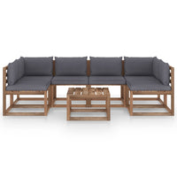 Thumbnail for 7-tlg. Garten-Sofagarnitur aus Paletten mit Kissen Kiefernholz