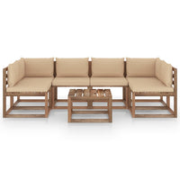Thumbnail for 7-tlg. Garten-Sofagarnitur aus Paletten mit Kissen Kiefernholz