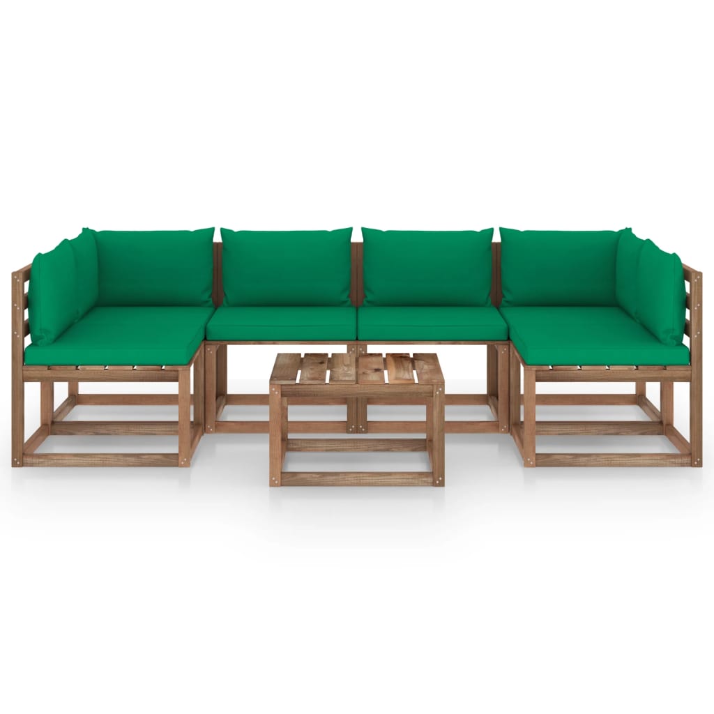 7-tlg. Garten-Sofagarnitur aus Paletten mit Kissen Kiefernholz