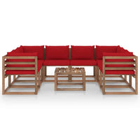 Thumbnail for 9-tlg. Garten-Lounge-Set mit Roten Kissen