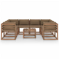 Thumbnail for 9-tlg. Garten-Lounge-Set mit Taupe Kissen