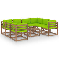 Thumbnail for 9-tlg. Garten-Lounge-Set mit Hellgrünen Kissen