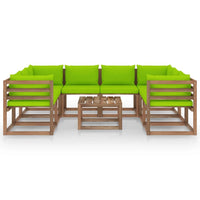 Thumbnail for 9-tlg. Garten-Lounge-Set mit Hellgrünen Kissen