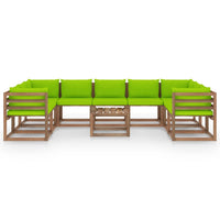 Thumbnail for 10-tlg. Garten-Lounge-Set mit Hellgrünen Kissen