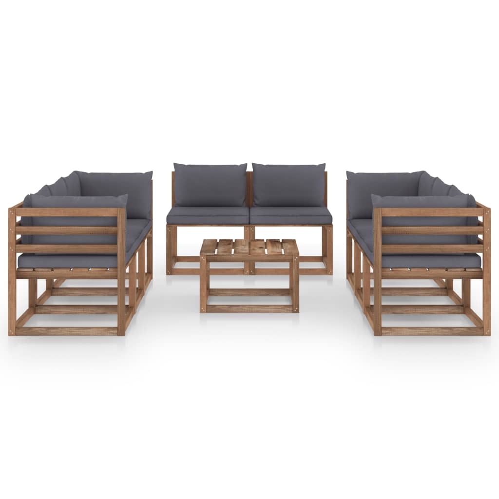 9-tlg. Garten-Lounge-Set mit Kissen Anthrazit