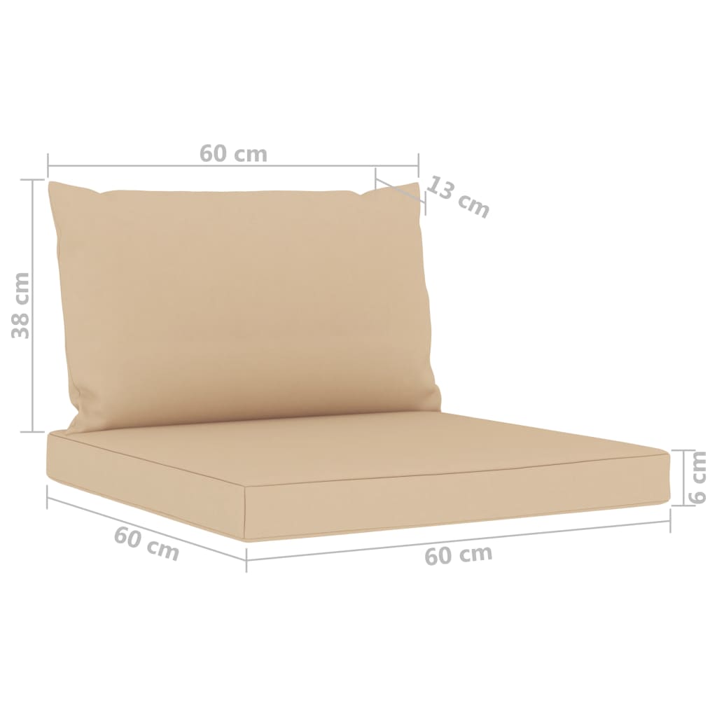 9-tlg. Garten-Lounge-Set mit Kissen Beige