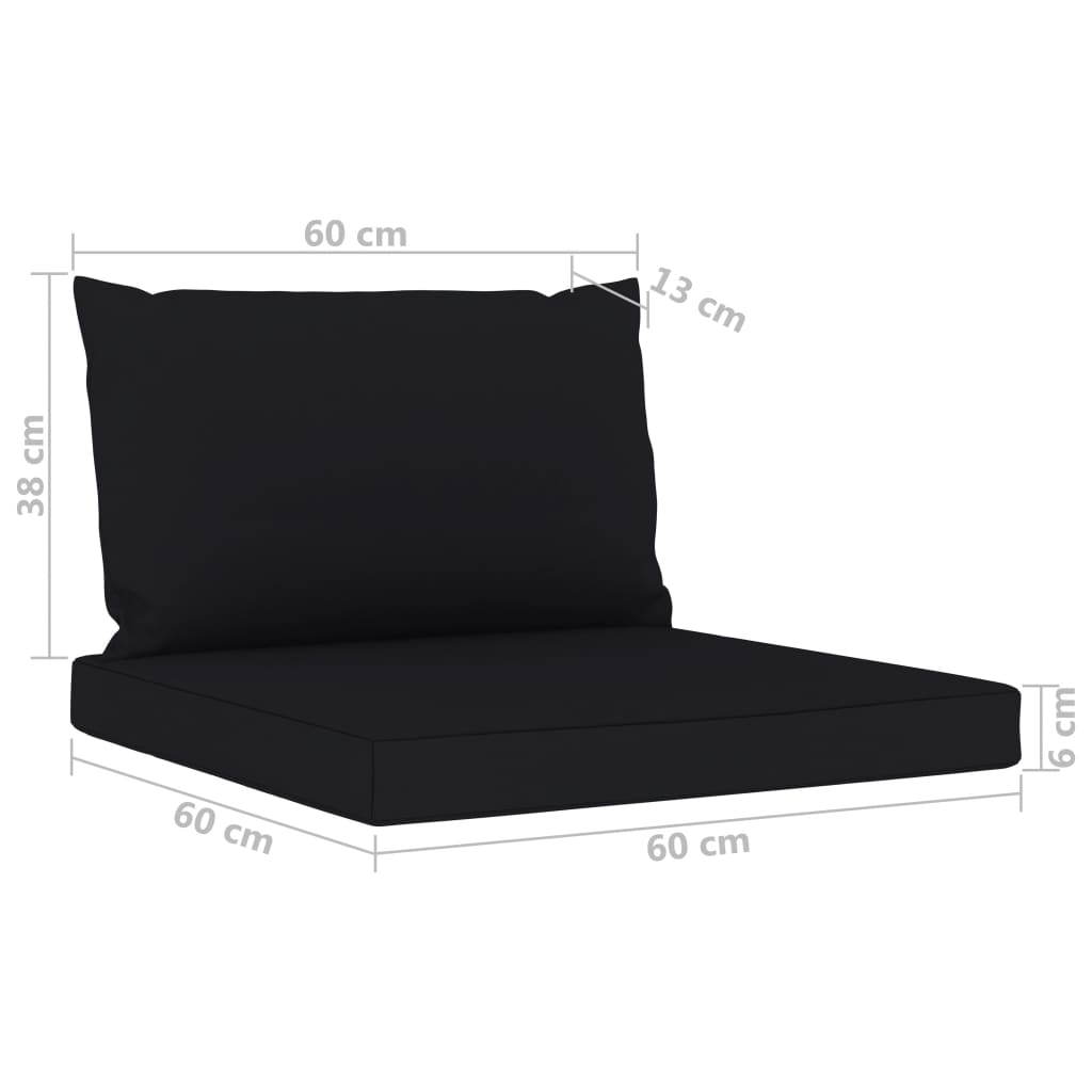 9-tlg. Garten-Lounge-Set mit Kissen Schwarz