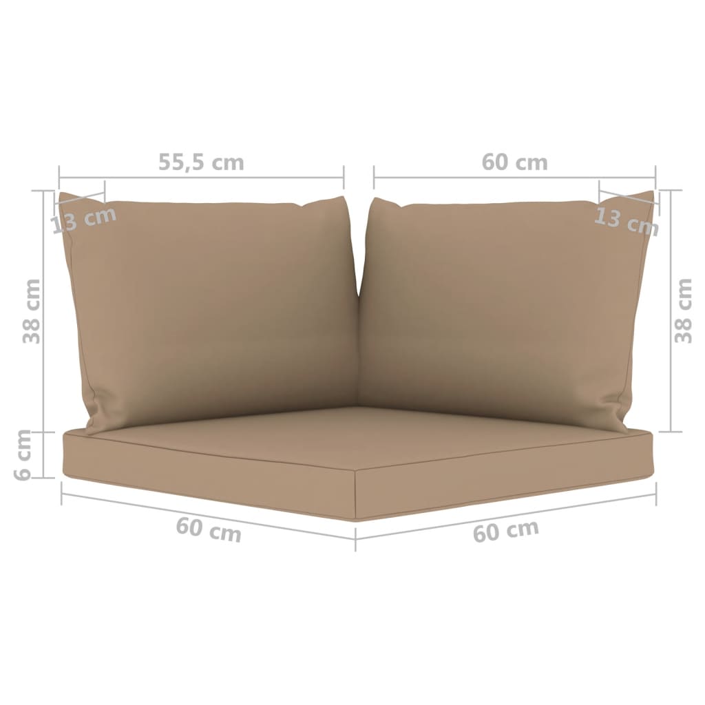 9-tlg. Garten-Lounge-Set mit Kissen Taupe