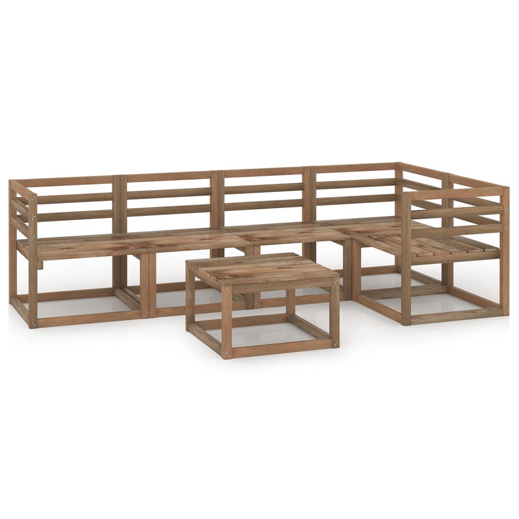 6-tlg. Garten-Lounge-Set Braun Imprägniertes Kiefernholz