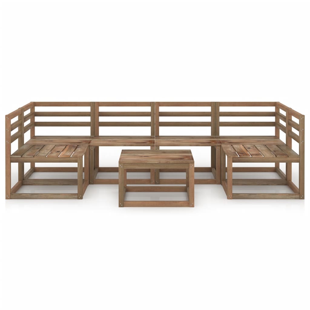 7-tlg. Garten-Lounge-Set Braun Imprägniertes Kiefernholz