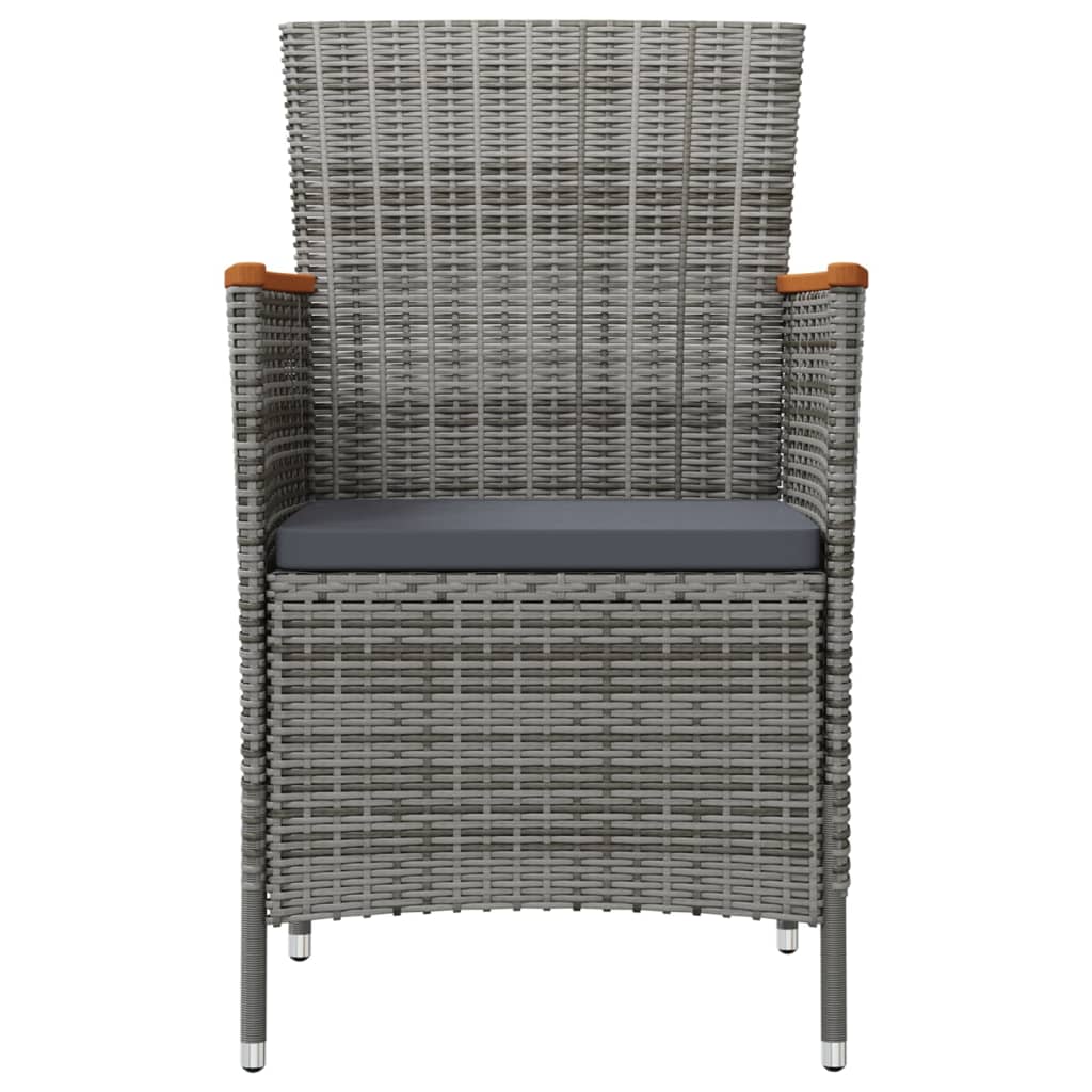 Garten-Essstühle 2 Stk. Poly Rattan Grau