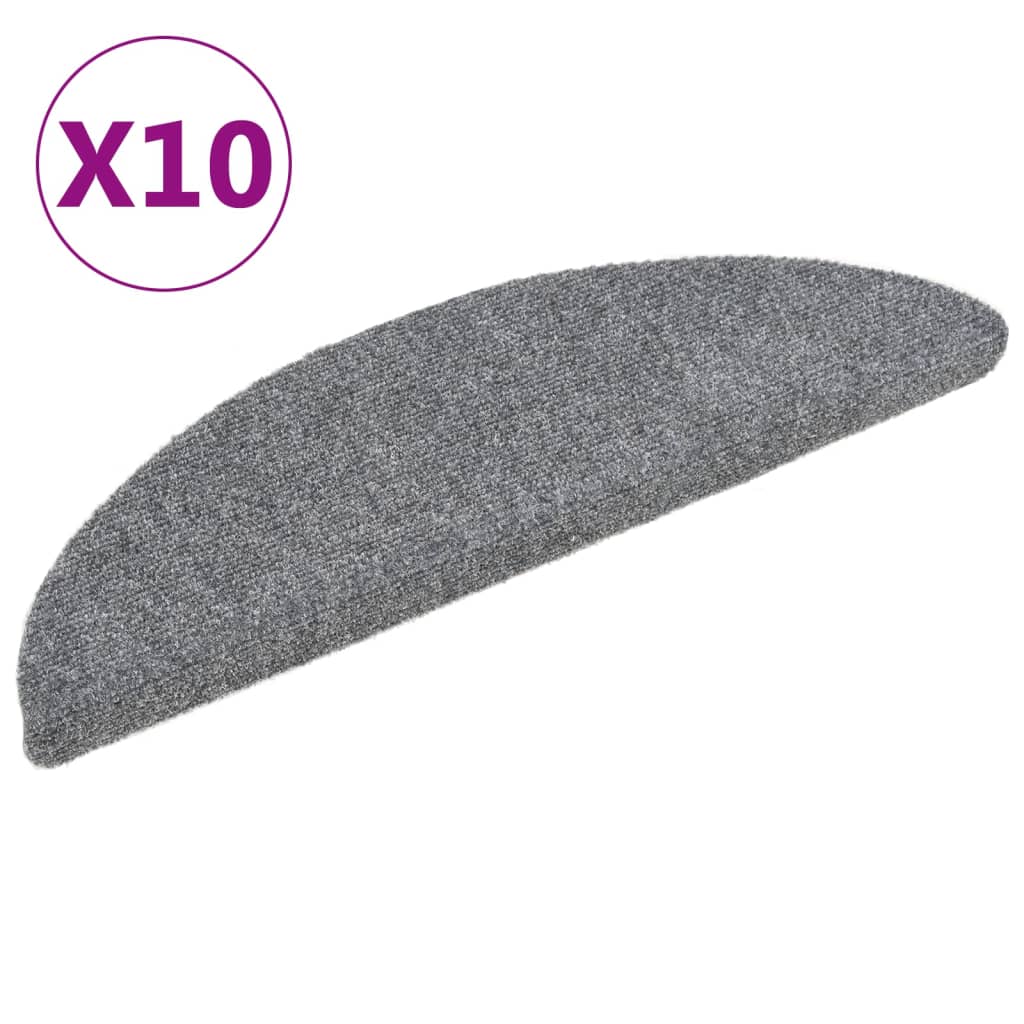 Selbstklebende Treppenmatten 10 Stk. Hellgrau 56x17x3 cm