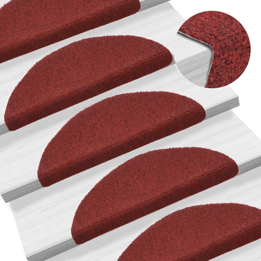 Selbstklebende Treppenmatten 10 Stk. Rot 56x17x3 cm Nadelvlies