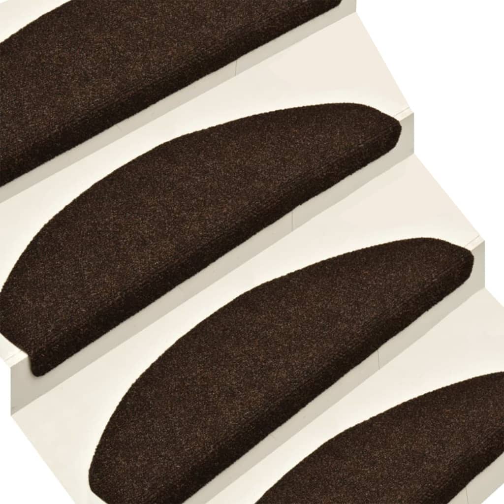 Selbstklebende Treppenmatten 10 Stk. Braun 56x17x3cm Nadelvlies