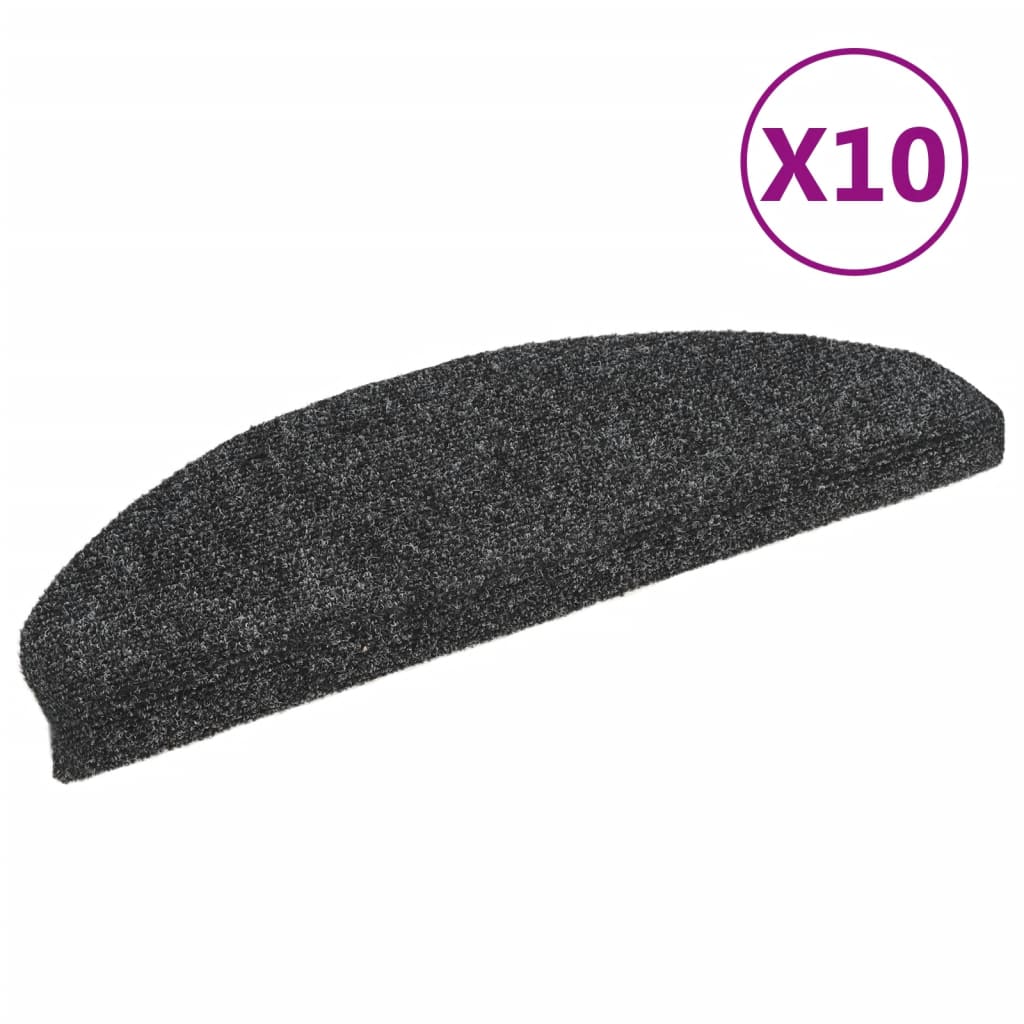 Selbstklebende Treppenmatten 10 Stk. Dunkelgrau 65x21x4 cm